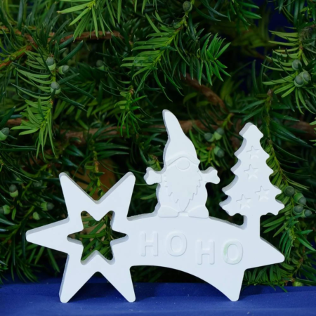 Handgemachte Weihnachts-Deko aus Gips - Weihnachtswichtel mit Tannenbaum auf Komentenschweif - Weihnachtsdeko + Geschenkidee