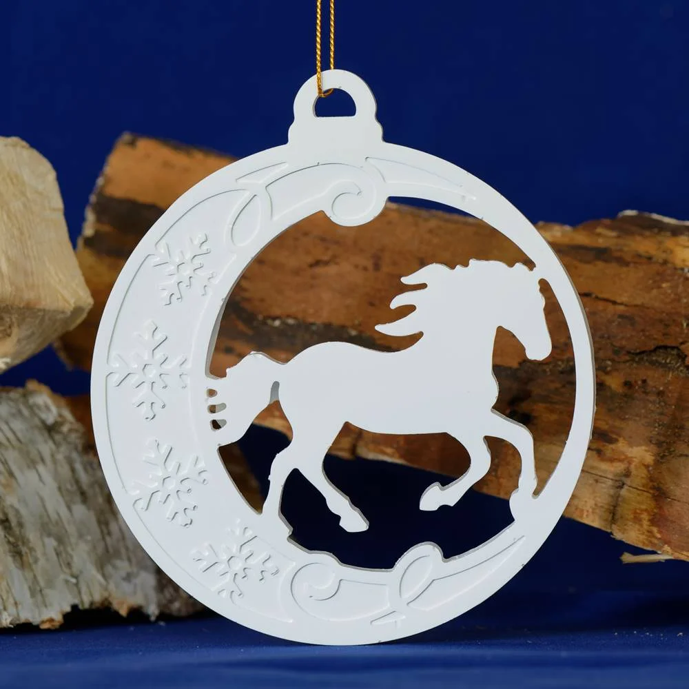 Handgegossene Deko aus Gips - Weihnachtsschmuck "Pferd" - Weihnachtsdeko + Geschenkidee