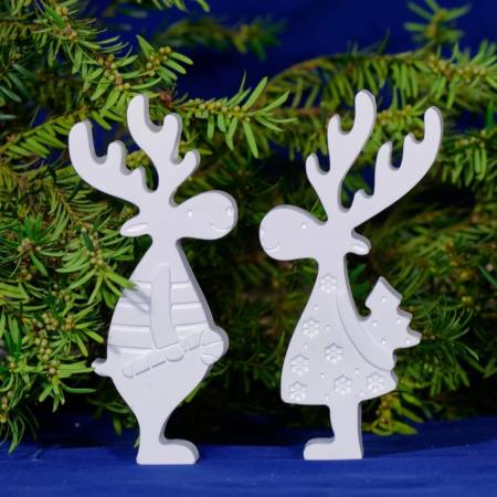 Handgegossene Deko aus Gips - Rentier Willy mit Rentier Lilly - Weihnachtsdeko + Geschenkidee